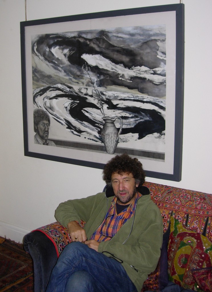 Alan Salisbury with one of his pictures, Barry, 21 September 2007