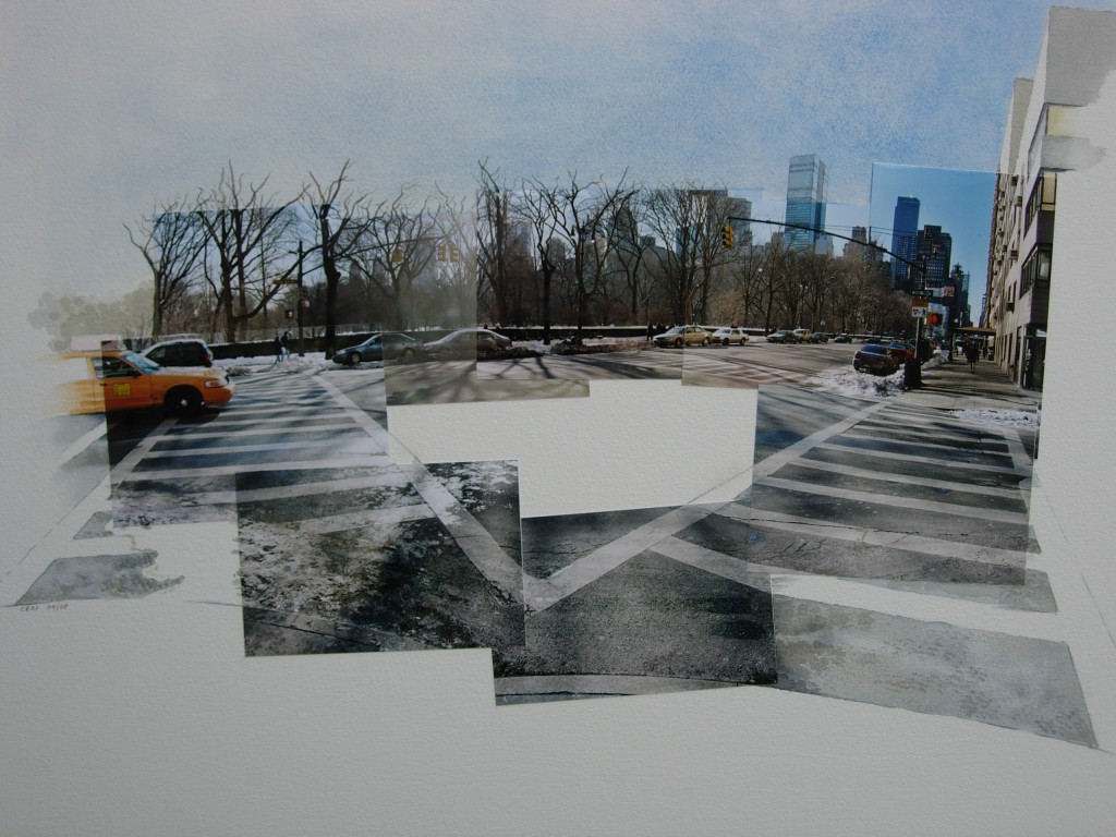 'New York Crossway: Central Park' watercolour and photocollage on paper (2004/07)