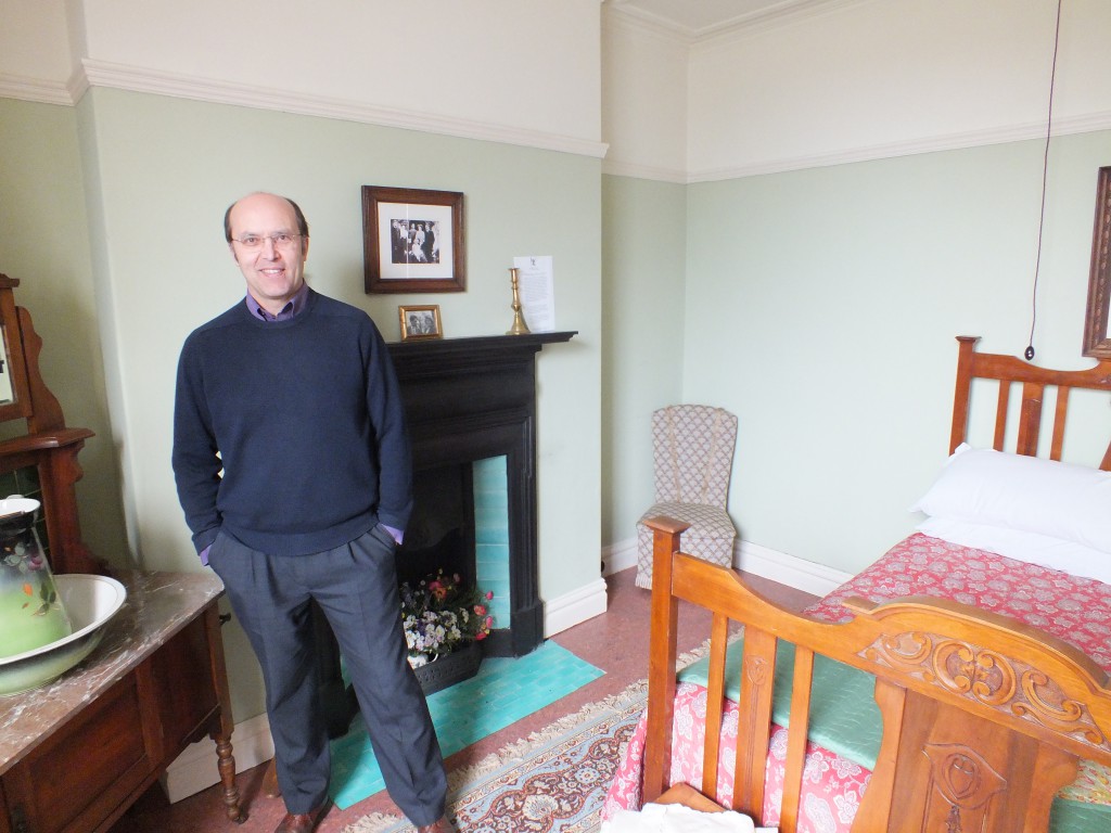 Ceri Thomas in the front bedroom of 5 Cwmdonkin Drive