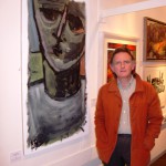 Keith Bayliss with one of his paintings, Rhondda Heritage Park Gallery, Trehafod, 27 September 2007