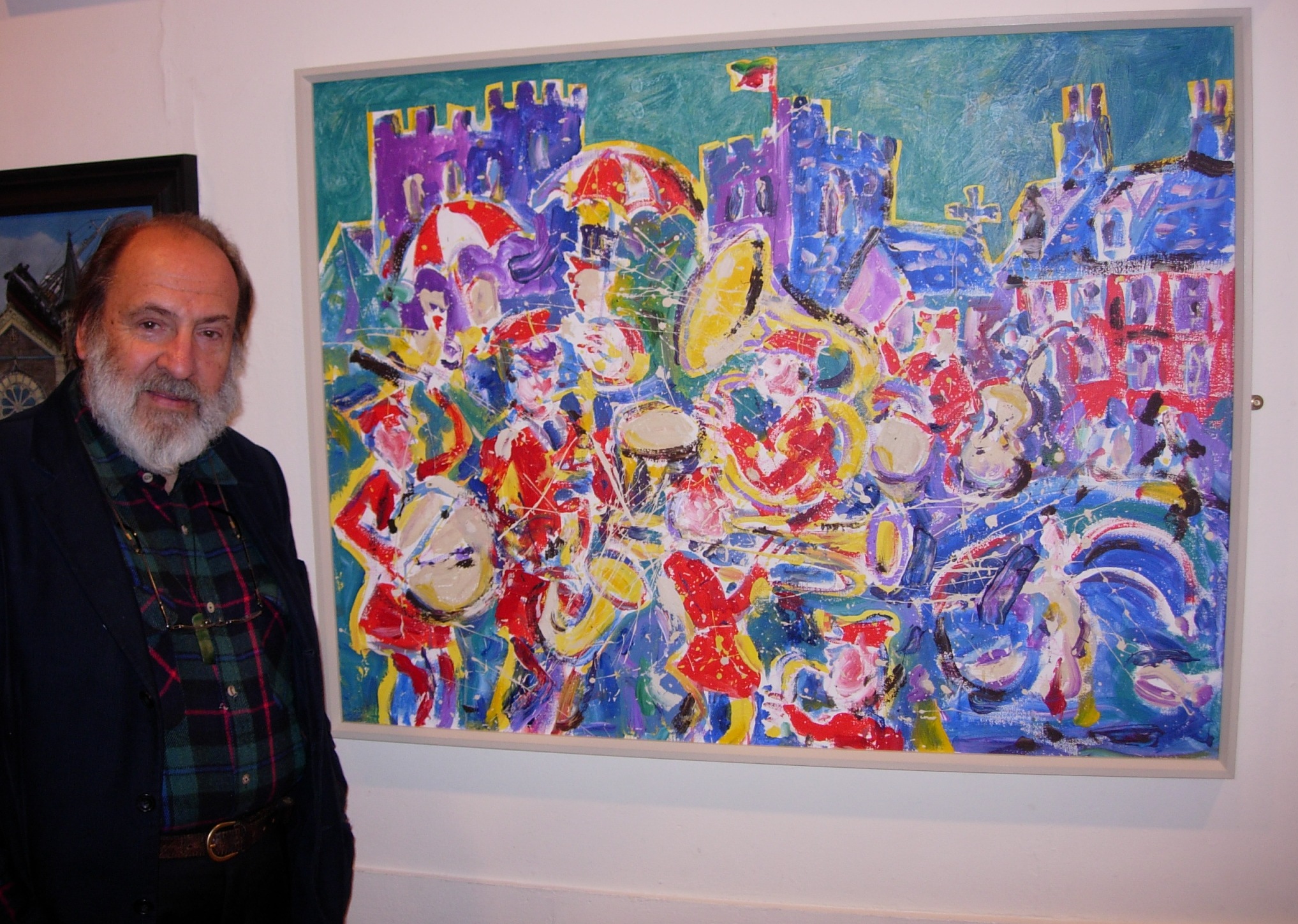 Robert Macdonald with one of his paintings, Trehafod, 27 September 2007
