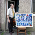 Roy Powell with one of his paintings, Brecon, 9 September 2007