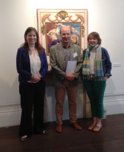 Charlotte Bolland and Cecile Maisonneuve (in green trousers), the English and French curators of the spectacular exhibition 'Les Tudors' (Musee du Luxembourg, Paris, 18 March-19 July), with Ceri Thomas at the interdisciplinary conference 'Representing the Tudors', Oriel y Bont 11 July 2015