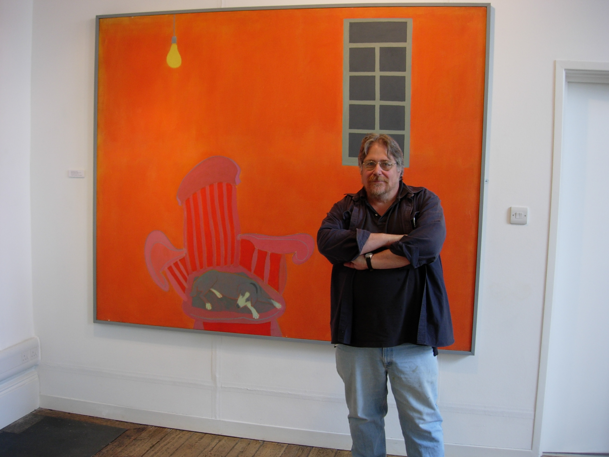 Ray Klimek with an Ernest Zobole painting, Zobole Gallery 2006