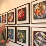 Bryn Richards with his still life on a plate series, Oriel y Bont, 2012